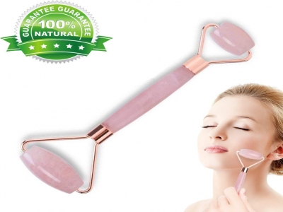 Jade Roller Massager,Anti-Aging Facial Roller Natural Jade Roller Make Your Face/Neck,Eyes Smooth Skin,Best Gift Free For Girlfriend,Ladies,Girls (Pink)