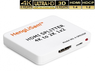 HDMI Splitter 4K 1X2, HengLiSam 4K 3D HDMI Splitter Pro HDMI1.4 HDCP1.2 3D 4K@30HZ FHD1080P for PS4 PS3 Xbox Fire Tv Stick Roku Blu-Ray Player TV HDTV Projector CCTV (Power Cable Included)