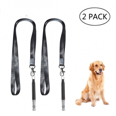 HengLiSam Dog Whistle, Dog Training Whistle to Stop Barking Adjustable Frequency Ultrasonic Sound Training Tool Dog Bark Control with Free Premium Quality Lanyard 2 Pack Black Pet Whistle